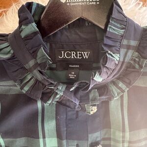 J.Crew Classic Navy and Green Tartan Top